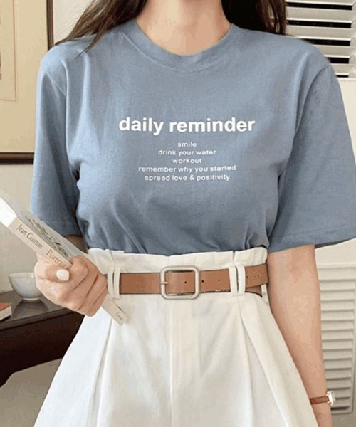 Dalfwin(ダールフィン)の「reminderレタリング半袖Tシャツ(Tシャツ/カットソー・レディース・アイボリー/ピンク/ベージュ/カーキ/ブルー/ブラック・FREE)」の20枚目の写真