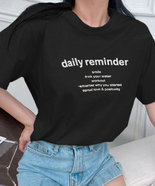 Dalfwin(ダールフィン)の「reminderレタリング半袖Tシャツ(Tシャツ/カットソー・レディース・アイボリー/ピンク/ベージュ/カーキ/ブルー/ブラック・FREE)」の12枚目の写真
