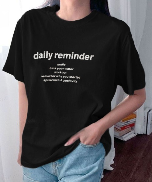 Dalfwin(ダールフィン)の「reminderレタリング半袖Tシャツ(Tシャツ/カットソー・レディース・アイボリー/ピンク/ベージュ/カーキ/ブルー/ブラック・FREE)」の11枚目の写真