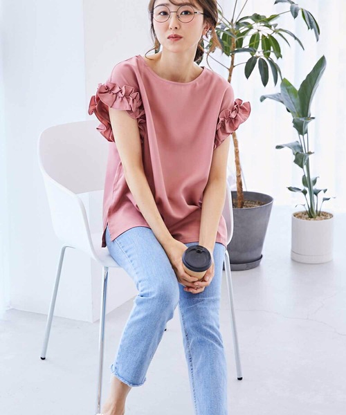 natural couture｜綿麻ギャザーフリルブラウス | Rakuten