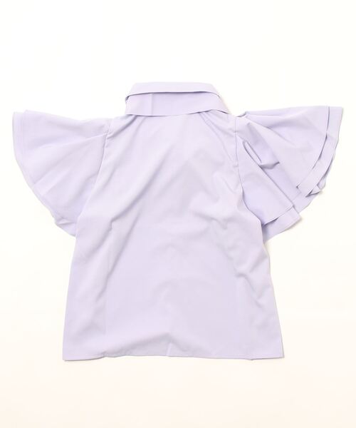 PAPAVER（パパヴェル）の「【papaver】エステルブロードボウタイラッフル袖BL（シャツ/ブラウス・レディース・スミクロ/ラベンダー/オフホワイト・MEDIUM）」の7枚目の写真