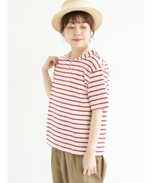 Samansa Mos2 | ちび襟ボーダーTシャツ(Tシャツ/カットソー)