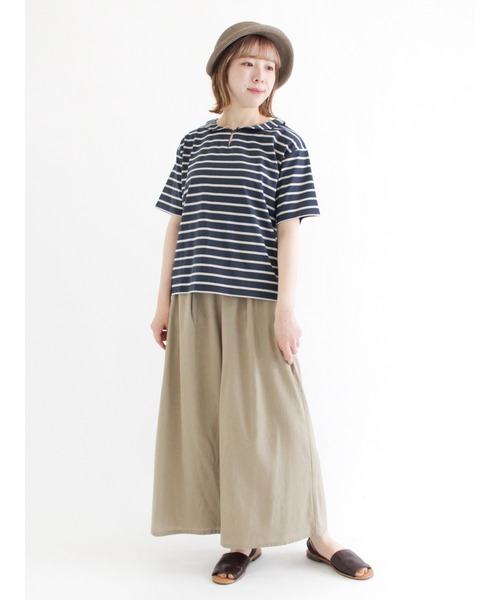 Samansa Mos2(サマンサ モスモス)の「ちび襟ボーダーTシャツ(Tシャツ/カットソー・レディース・ベージュ/ネイビー/レッド/オフホワイト・フリ-)」の17枚目の写真