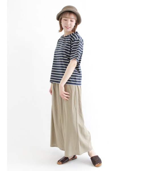 Samansa Mos2(サマンサ モスモス)の「ちび襟ボーダーTシャツ(Tシャツ/カットソー・レディース・ベージュ/ネイビー/レッド/オフホワイト・フリ-)」の13枚目の写真