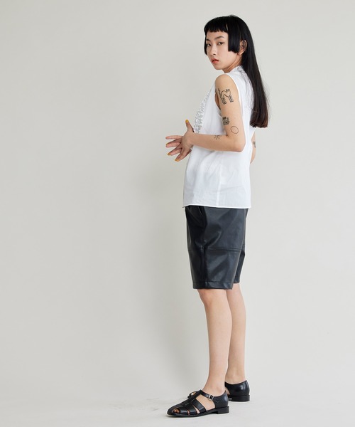 NOISE MAKER（ノイズメーカー）の「【手洗い可能】フリルノースリーブブラウス（シャツ/ブラウス・レディース・ホワイト/ネイビー・FREE）」の9枚目の写真