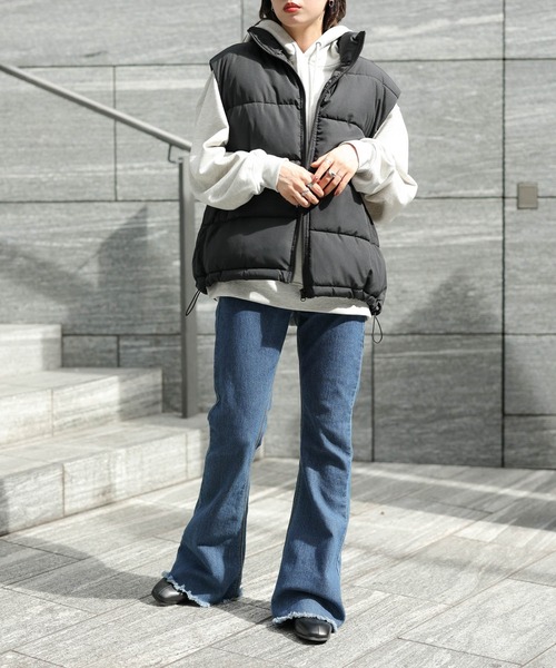 WEGO（ウィゴー）の「WEGO/エコダウンベスト（ダウンベスト・レディース・ライトグレー/ブラック/アイボリー・FREE）」の8枚目の写真