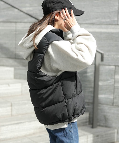 WEGO（ウィゴー）の「WEGO/エコダウンベスト（ダウンベスト・レディース・ライトグレー/ブラック/アイボリー・FREE）」の15枚目の写真