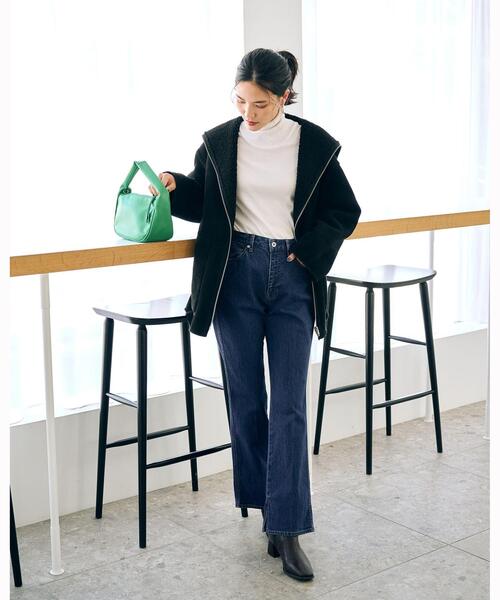 WEB限定】ボア×フェイクムートン ノーカラーリバーシブルコート