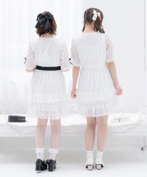 DearMyLove(ディアマイラブ)の「お姫様フリルレースワンピース(ワンピース・レディース・ブラック/ホワイト×ピンク/ホワイト/ホワイト×ブラック・XX-LARGE/LARGE/X-LARGE/MEDIUM)」の10枚目の写真