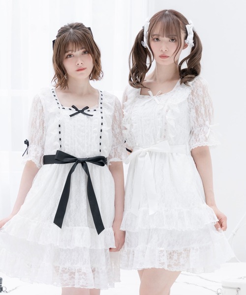 DearMyLove(ディアマイラブ)の「お姫様フリルレースワンピース(ワンピース・レディース・ブラック/ホワイト×ピンク/ホワイト/ホワイト×ブラック・XX-LARGE/LARGE/X-LARGE/MEDIUM)」の11枚目の写真