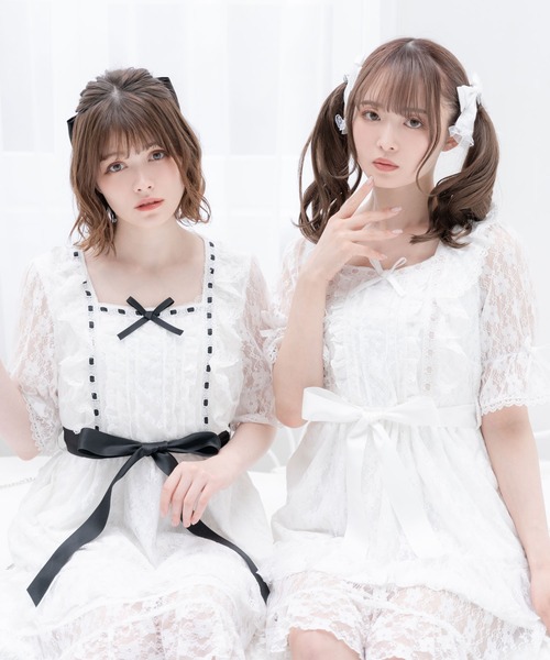 DearMyLove(ディアマイラブ)の「お姫様フリルレースワンピース(ワンピース・レディース・ブラック/ホワイト×ピンク/ホワイト/ホワイト×ブラック・XX-LARGE/LARGE/X-LARGE/MEDIUM)」の12枚目の写真
