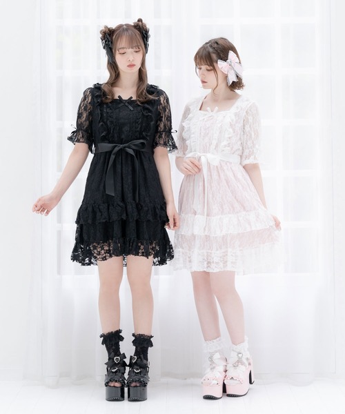 DearMyLove(ディアマイラブ)の「お姫様フリルレースワンピース(ワンピース・レディース・ブラック/ホワイト×ピンク/ホワイト/ホワイト×ブラック・XX-LARGE/LARGE/X-LARGE/MEDIUM)」の16枚目の写真