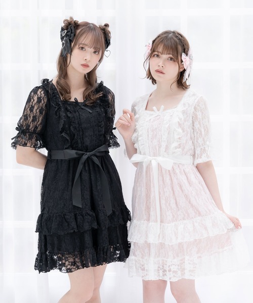 DearMyLove(ディアマイラブ)の「お姫様フリルレースワンピース(ワンピース・レディース・ブラック/ホワイト×ピンク/ホワイト/ホワイト×ブラック・XX-LARGE/LARGE/X-LARGE/MEDIUM)」の18枚目の写真