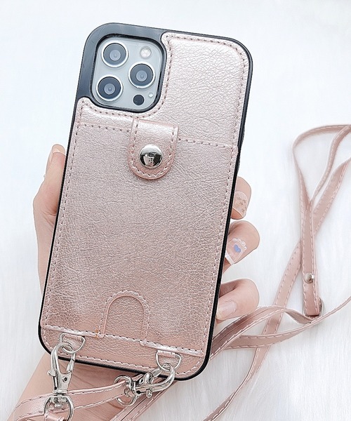 セール】ネックストラップ カードホルダー付PUレザーiPhone
