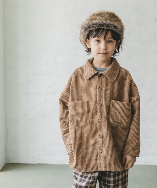 pairmanon（ペアマノン）の「コーデュロイベーシックシャツ（シャツ/ブラウス・キッズ・チャコール/カーキ/ベージュ・150/90/110/100/120/140/130）」の3枚目の写真
