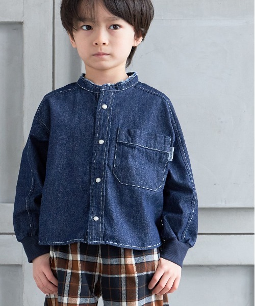 MAKE YOUR DAY(メイクユアデイ)の「バンドカラー長袖シャツ■80~140cm(シャツ/ブラウス・キッズ・ブラウン/ピンク/カーキ/ネイビー・100/130/140/80/110/90/120)」の5枚目の写真