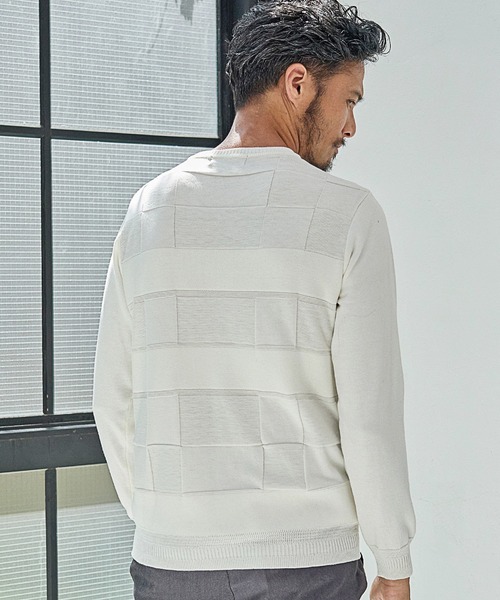 UNION STATION(ユニオンステーション)の「【EFFORTLESS】ウール混リンクスジャガードUネックニット/ハンドウォッシャブル(ニット/セーター・メンズ・ブラック/ベージュ/オフホワイト/ボルドー・LL/M/L)」の7枚目の写真