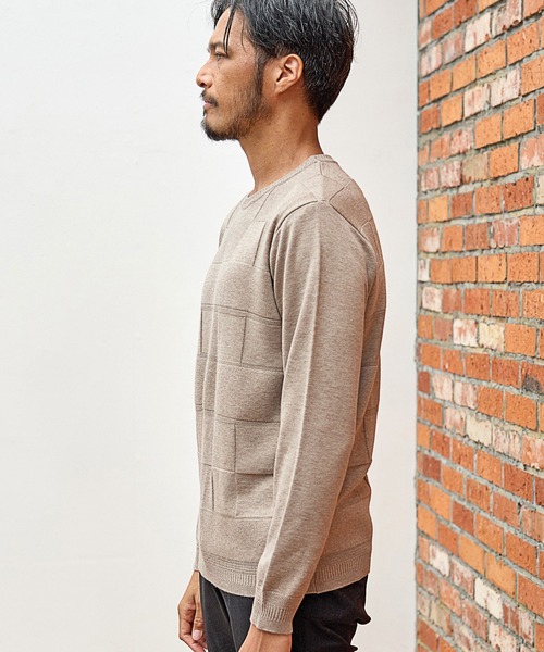 UNION STATION(ユニオンステーション)の「【EFFORTLESS】ウール混リンクスジャガードUネックニット/ハンドウォッシャブル(ニット/セーター・メンズ・ブラック/ベージュ/オフホワイト/ボルドー・LL/M/L)」の8枚目の写真