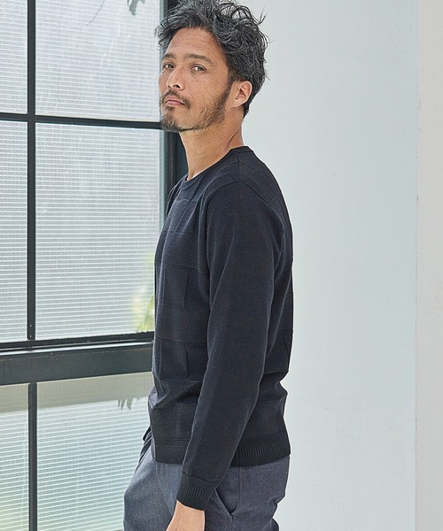 UNION STATION(ユニオンステーション)の「【EFFORTLESS】ウール混リンクスジャガードUネックニット/ハンドウォッシャブル(ニット/セーター・メンズ・ブラック/ベージュ/オフホワイト/ボルドー・LL/M/L)」の10枚目の写真