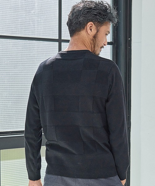 UNION STATION(ユニオンステーション)の「【EFFORTLESS】ウール混リンクスジャガードUネックニット/ハンドウォッシャブル(ニット/セーター・メンズ・ブラック/ベージュ/オフホワイト/ボルドー・LL/M/L)」の11枚目の写真