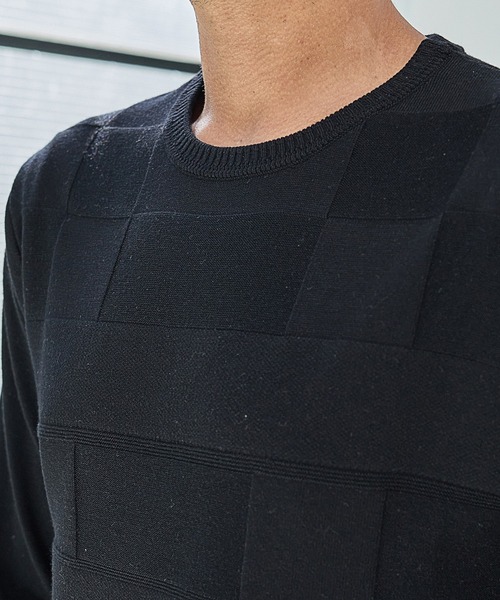 UNION STATION(ユニオンステーション)の「【EFFORTLESS】ウール混リンクスジャガードUネックニット/ハンドウォッシャブル(ニット/セーター・メンズ・ブラック/ベージュ/オフホワイト/ボルドー・LL/M/L)」の12枚目の写真