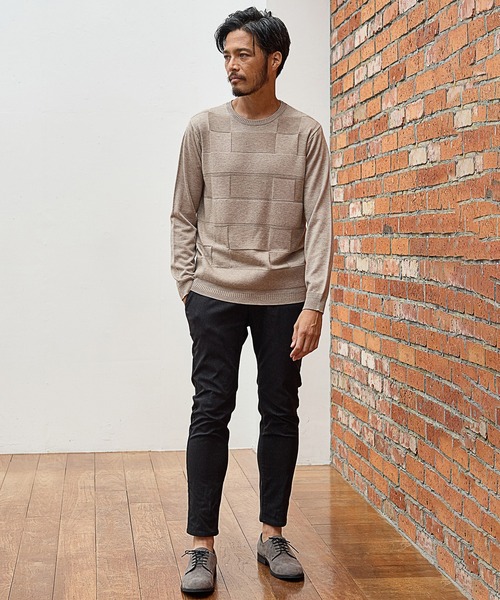 UNION STATION(ユニオンステーション)の「【EFFORTLESS】ウール混リンクスジャガードUネックニット/ハンドウォッシャブル(ニット/セーター・メンズ・ブラック/ベージュ/オフホワイト/ボルドー・LL/M/L)」の16枚目の写真