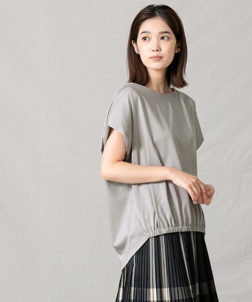 Gready Brilliant(グレディブリリアン)の「シルケットバルーンフレンチカットソー(Tシャツ/カットソー・レディース・ライトグレー/ターコイズブルー・FREE)」の1枚目の写真