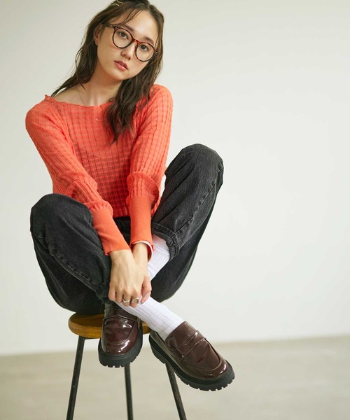 GeeRA（ジーラ）の「厚底トラックソールローファー（ローファー・レディース・ブラック/ダークブラウン/アイボリー・SMALL/MEDIUM/LARGE/X-LARGE）」の10枚目の写真