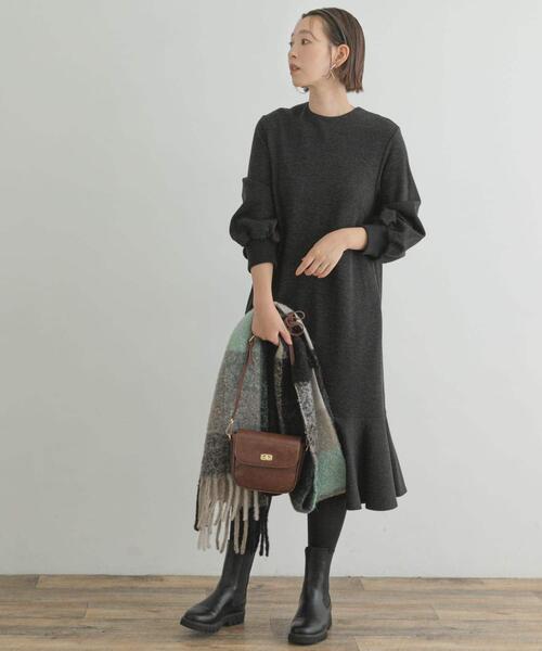 F by ROSSO（エフバイロッソ）の「『40サイズ/高身長向けも展開』F by ROSSO　裾フレアワンピース（ワンピース・レディース・チャコールグレー/ブラウン系その他/ブラック/ライトベージュ・40/38）」の18枚目の写真