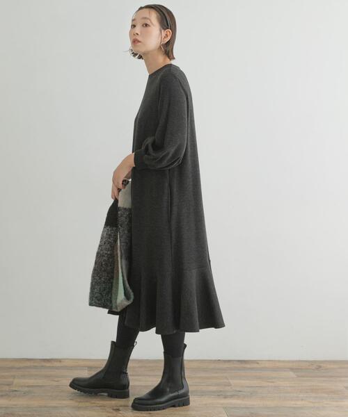 F by ROSSO（エフバイロッソ）の「『40サイズ/高身長向けも展開』F by ROSSO　裾フレアワンピース（ワンピース・レディース・チャコールグレー/ブラウン系その他/ブラック/ライトベージュ・40/38）」の19枚目の写真