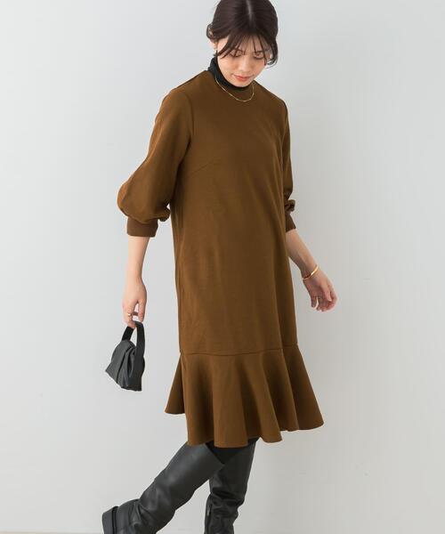 F by ROSSO（エフバイロッソ）の「『40サイズ/高身長向けも展開』F by ROSSO　裾フレアワンピース（ワンピース・レディース・チャコールグレー/ブラウン系その他/ブラック/ライトベージュ・40/38）」の16枚目の写真