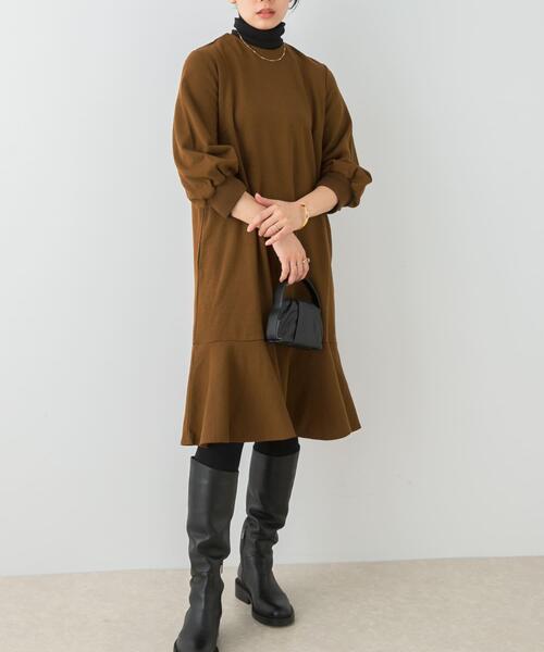 F by ROSSO（エフバイロッソ）の「『40サイズ/高身長向けも展開』F by ROSSO　裾フレアワンピース（ワンピース・レディース・チャコールグレー/ブラウン系その他/ブラック/ライトベージュ・40/38）」の17枚目の写真