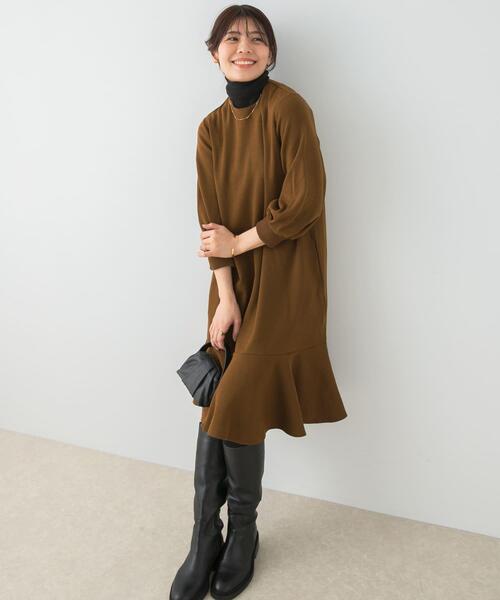 F by ROSSO（エフバイロッソ）の「『40サイズ/高身長向けも展開』F by ROSSO　裾フレアワンピース（ワンピース・レディース・チャコールグレー/ブラウン系その他/ブラック/ライトベージュ・40/38）」の18枚目の写真