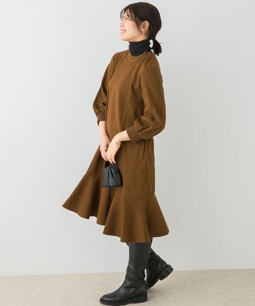 F by ROSSO（エフバイロッソ）の「『40サイズ/高身長向けも展開』F by ROSSO　裾フレアワンピース（ワンピース・レディース・チャコールグレー/ブラウン系その他/ブラック/ライトベージュ・40/38）」の19枚目の写真