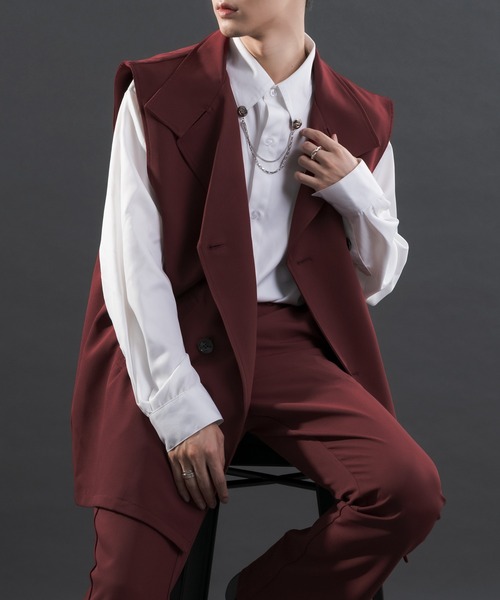 Adoon plain（アドーンプレーン）の「【Special edition】2wayダブルテーラードジレ（セットアップ着用可）（ベスト・メンズ・ブラック/ブルー/ボルドー・MEDIUM/LARGE）」の3枚目の写真