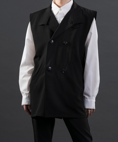 Adoon plain（アドーンプレーン）の「【Special edition】2wayダブルテーラードジレ（セットアップ着用可）（ベスト・メンズ・ブラック/ブルー/ボルドー・MEDIUM/LARGE）」の2枚目の写真