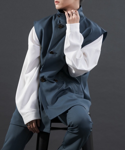 Adoon plain（アドーンプレーン）の「【Special edition】2wayダブルテーラードジレ（セットアップ着用可）（ベスト・メンズ・ブラック/ブルー/ボルドー・MEDIUM/LARGE）」の18枚目の写真