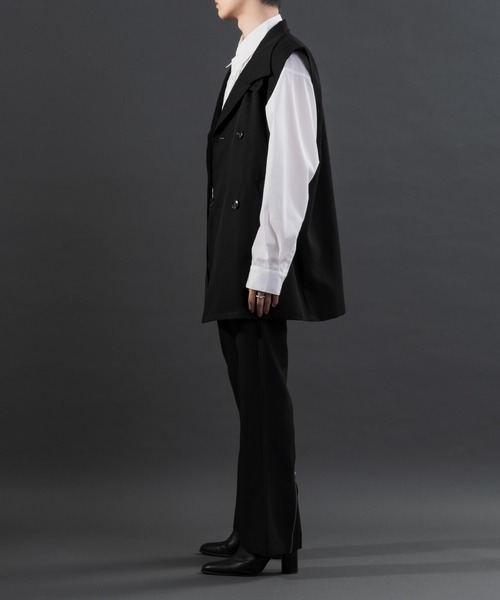 Adoon plain（アドーンプレーン）の「【Special edition】2wayダブルテーラードジレ（セットアップ着用可）（ベスト・メンズ・ブラック/ブルー/ボルドー・MEDIUM/LARGE）」の6枚目の写真