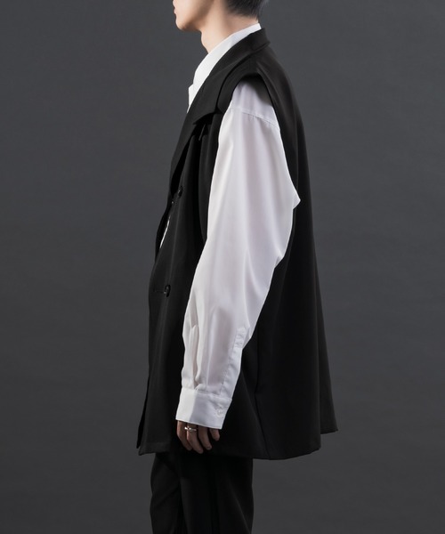 Adoon plain（アドーンプレーン）の「【Special edition】2wayダブルテーラードジレ（セットアップ着用可）（ベスト・メンズ・ブラック/ブルー/ボルドー・MEDIUM/LARGE）」の10枚目の写真