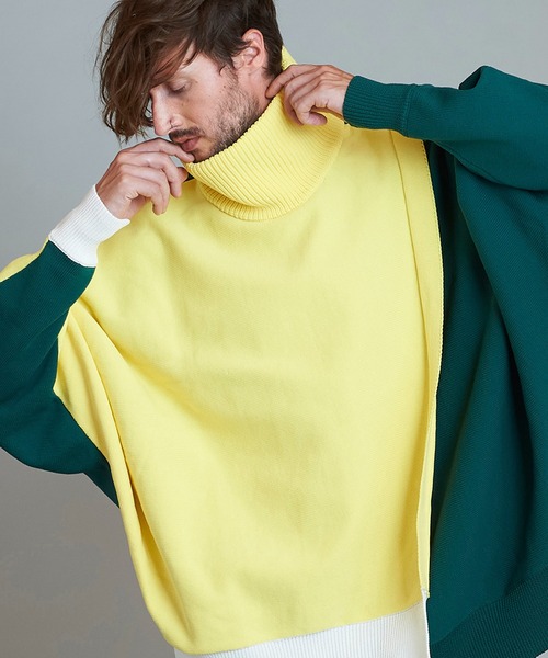 NO ID.（ノーアイディ）の「【NO ID.】Layered Dolman Sleeve Knit Pullover / レイヤード ドルマン スリーブ ニット プルオーバー（ニット/セーター・メンズ・ホワイト/ブラック/ネイビー/グリーン・ONE SIZE）」の3枚目の写真