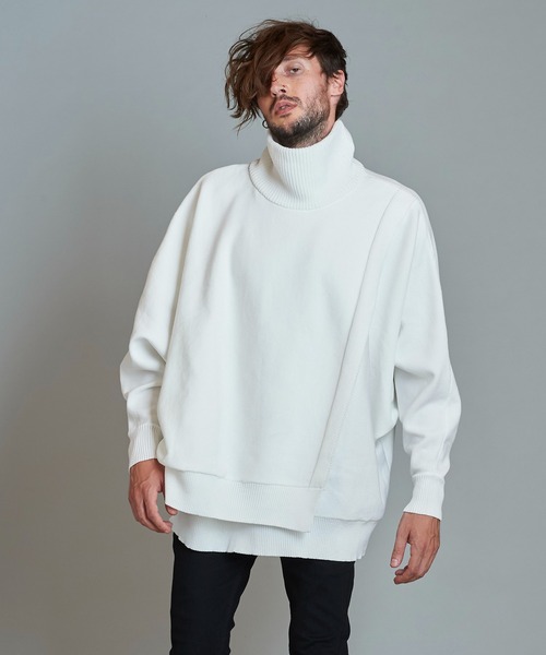 NO ID.（ノーアイディ）の「【NO ID.】Layered Dolman Sleeve Knit Pullover / レイヤード ドルマン スリーブ ニット プルオーバー（ニット/セーター・メンズ・ホワイト/ブラック/ネイビー/グリーン・ONE SIZE）」の15枚目の写真