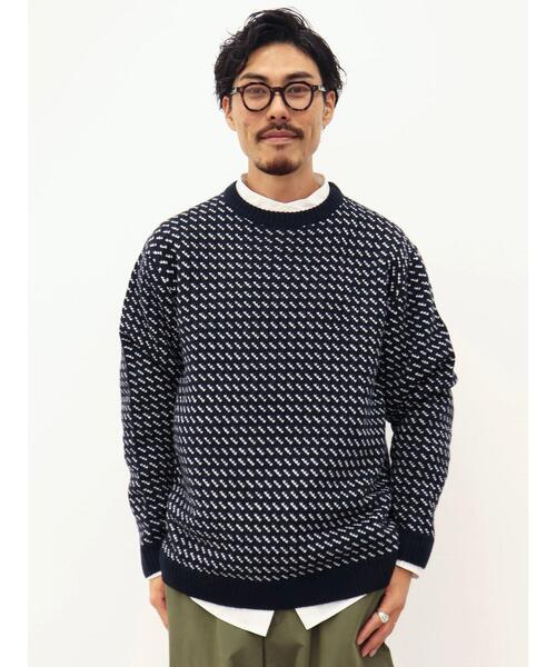 CRAFT STANDARD BOUTIQUE(クラフトスタンダードブティック)の「バーズアイジャガードニット *(ニット/セーター・メンズ・ダークグリーン/ダークネイビー/モカ・M/L/LL)」の7枚目の写真