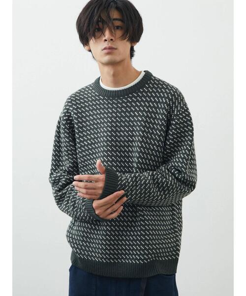 CRAFT STANDARD BOUTIQUE(クラフトスタンダードブティック)の「バーズアイジャガードニット *(ニット/セーター・メンズ・ダークグリーン/ダークネイビー/モカ・M/L/LL)」の8枚目の写真