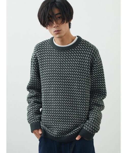 CRAFT STANDARD BOUTIQUE(クラフトスタンダードブティック)の「バーズアイジャガードニット *(ニット/セーター・メンズ・ダークグリーン/ダークネイビー/モカ・M/L/LL)」の9枚目の写真