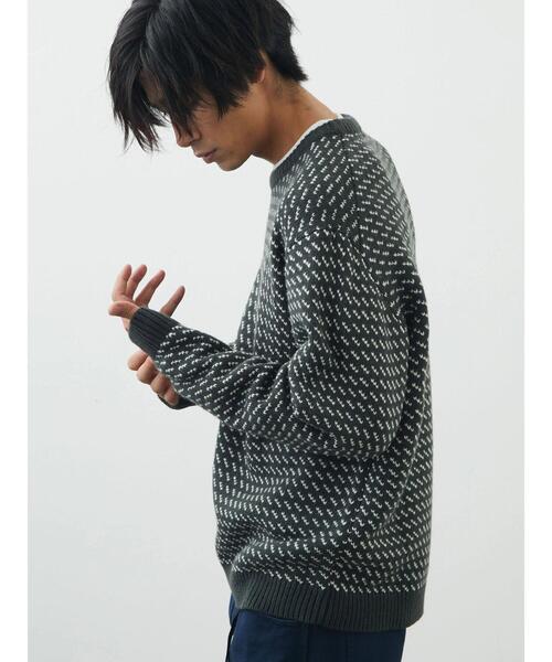 CRAFT STANDARD BOUTIQUE(クラフトスタンダードブティック)の「バーズアイジャガードニット *(ニット/セーター・メンズ・ダークグリーン/ダークネイビー/モカ・M/L/LL)」の11枚目の写真