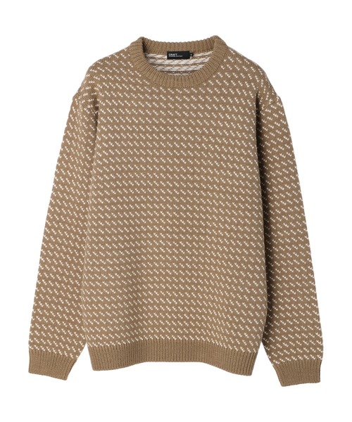 CRAFT STANDARD BOUTIQUE(クラフトスタンダードブティック)の「バーズアイジャガードニット *(ニット/セーター・メンズ・ダークグリーン/ダークネイビー/モカ・M/L/LL)」の4枚目の写真