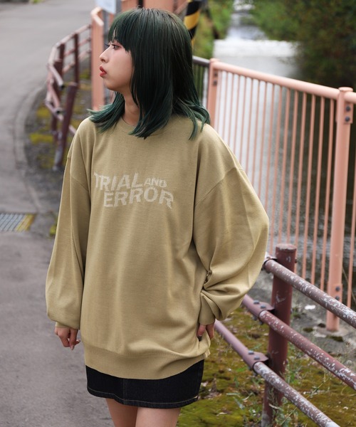 ZIP FIVE（ジップファイブ）の「【ZIP FIVE】ジャガードカレッジロゴ スウェットニット /ビッグシルエット（ニット/セーター・レディース・グリーン系/ネイビー/ブラック系/ブラック/アイボリー/ホワイト系/ネイビー系/ベージュ/グリーン/ベージュ系・X-LARGE/LARGE/MEDIUM）」の6枚目の写真