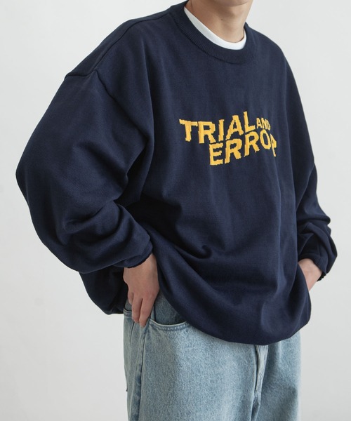 ZIP FIVE（ジップファイブ）の「【ZIP FIVE】ジャガードカレッジロゴ スウェットニット /ビッグシルエット（ニット/セーター・レディース・グリーン系/ネイビー/ブラック系/ブラック/アイボリー/ホワイト系/ネイビー系/ベージュ/グリーン/ベージュ系・X-LARGE/LARGE/MEDIUM）」の10枚目の写真