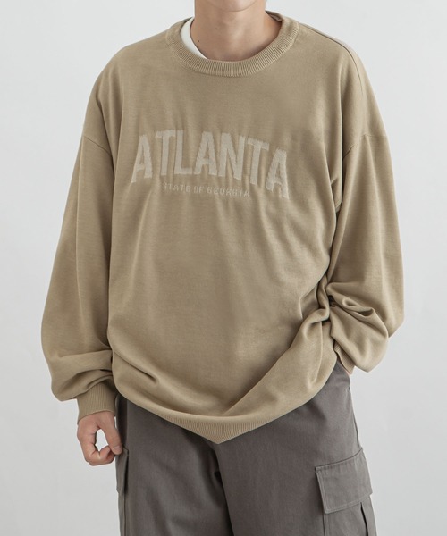 ZIP FIVE（ジップファイブ）の「【ZIP FIVE】ジャガードカレッジロゴ スウェットニット /ビッグシルエット（ニット/セーター・レディース・グリーン系/ネイビー/ブラック系/ブラック/アイボリー/ホワイト系/ネイビー系/ベージュ/グリーン/ベージュ系・X-LARGE/LARGE/MEDIUM）」の5枚目の写真