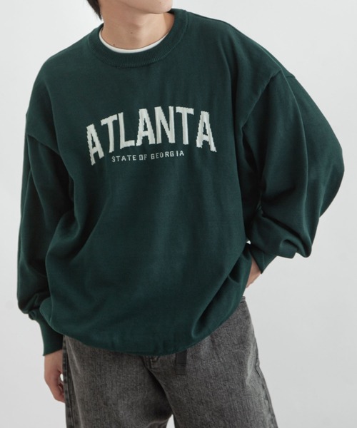 ZIP FIVE（ジップファイブ）の「【ZIP FIVE】ジャガードカレッジロゴ スウェットニット /ビッグシルエット（ニット/セーター・レディース・グリーン系/ネイビー/ブラック系/ブラック/アイボリー/ホワイト系/ネイビー系/ベージュ/グリーン/ベージュ系・X-LARGE/LARGE/MEDIUM）」の7枚目の写真